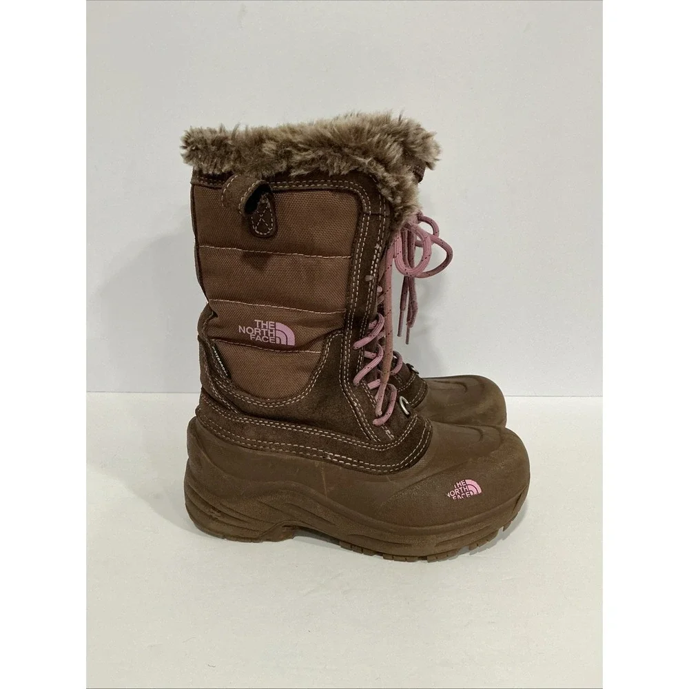The North Face Kids Size 2 Winter Boots, Heat Seeker, Brown W/Pink, Waterproof